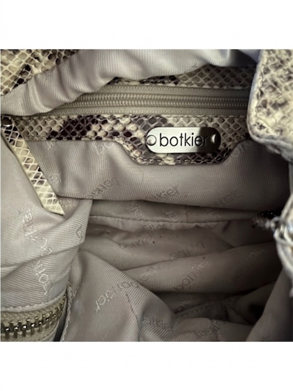 Botkier Beige and Brown Python-Print Drawstring Shoulder Bag - Picture 4 of 4